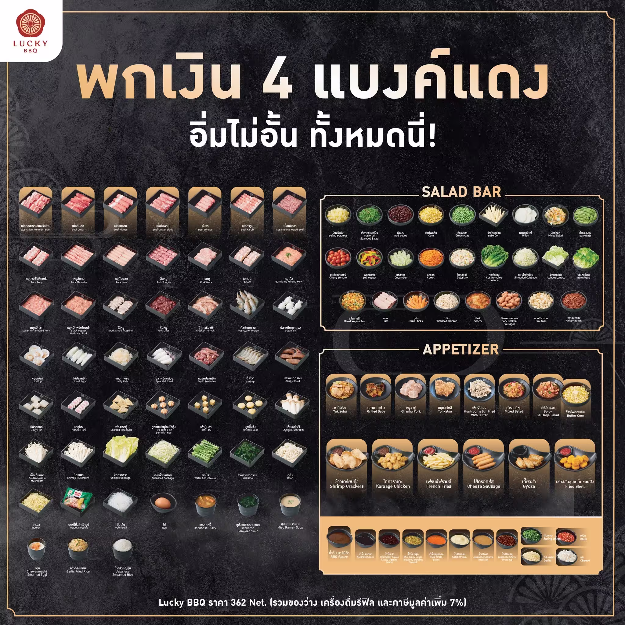 ลัคกี้ BBQ สาขาเดอะไนน์พระราม9 — Lucky BBQ Buffet package menu, image 1