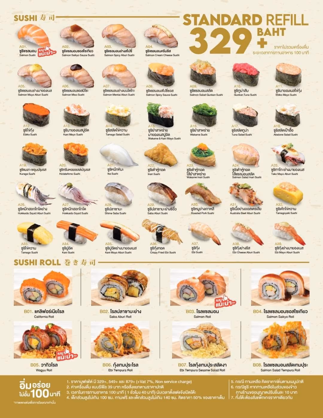 Shinkanzen Sushi MBK — Standard package menu, image 1